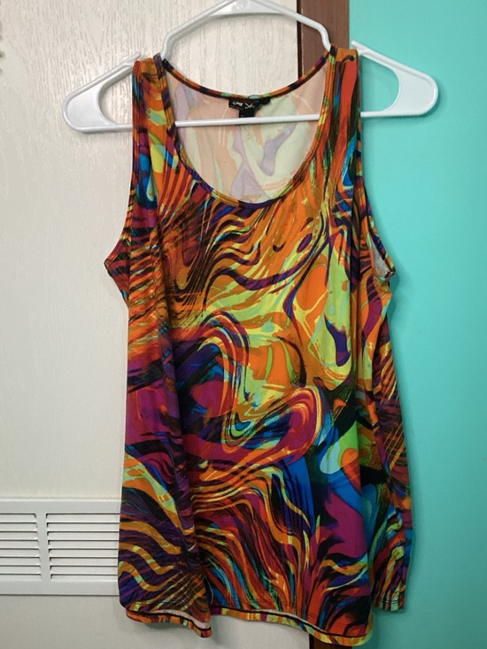 One Step up Tops - One Step up Multicolor Swirl Tank Top - Orange, Green, Blue, Purple, Pink